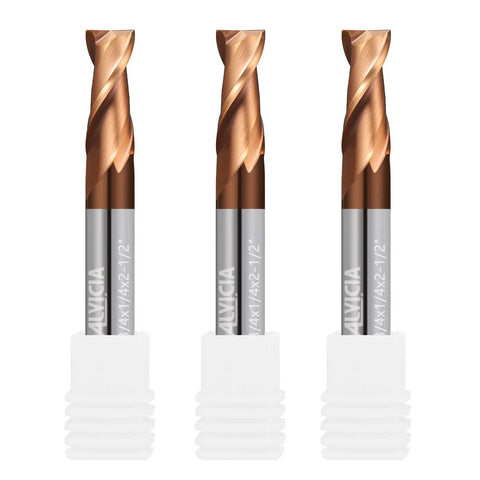 Precision 1/16 Inch 2-Flute Carbide Square End Mill Set, Awesome 3-Piece Micro Grain HRC55 TiSIN Coated Milling Cutters displayed.