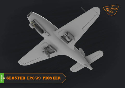 Gloster E28/39 Pioneer 1 To 72 Scale Aircraft Model Kit With 84 Plastic Parts And 12 Photoetched Parts 107 Mm Length And 123 Mm Wingspan Easy Build For Hobbyist Builders New In Box, aerial view of model plane.