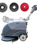 Foldable Walk Behind Floor Scrubber With 15 Inch Brush And Automatic Water Flow Upgrade For Grime Busting Cleaning Industrial Pro Grade Cleaner Gray