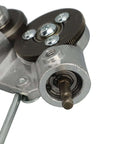Close-up of Drill Plate Cutter Attachment For Metal Shears With Beefed Up Pro Grade Wear Blade showing gear mechanism.