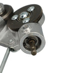 Close-up of Heavy Duty Electric Drill Plate Cutter's metal shear attachment showing durable metal gears and mechanism.