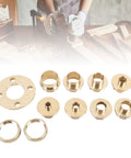 Heavy Duty Brass Router Guide Kit And Template Bushing Set For Woodworking showing precision brass bushings and rings.