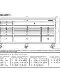 Badass 72 Inch Wide Mobile Workbench Tool Chest With Solid Wood Top Integrated Power Strip And 18 Hella Spacious Drawers, dimension diagram.
