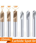Carbide drill bit set with six silver tungsten-steel bits, 3–20 mm, 60/90/120° chamfer tips