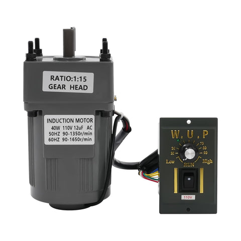 110V 40W Variable Speed Gear Reduction Motor With Knob Speed Control And Controller 15K Adjustable Reversible AC Motor High Torque Heavy Duty Electric Variable Speed Governor For Precision Machinery And Tools