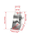 Hella Tough Stainless Steel V Groove Plate Casters With Double Ball Bearing Track Rollers For Heavy Duty Sliding Gates and Commercial Warehouses dimensions and side view