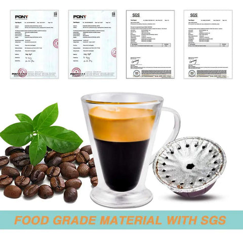 Coffee cup and capsule with Aluminum Foil Lids For Reusable VertuoLine Coffee Capsules 64mm Compatible With Nespresso VertuoLine Machines