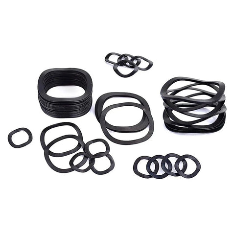 320 Piece Carbon Steel Compression Wavy Crinkle Spring Washer Set Three Wave Black Assortment Kit For Vibration Resistance And Secure Fasteners A Handy DIY Hardware Must Have, black washers