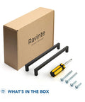 Square 10 Inch Matte Black Cabinet Pulls Set Of 25 For Kitchen And Bath Cabinets, box, tools, and screws included