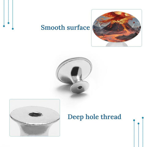 Fire Phoenix 1.1 Inch Cabinet Knobs Set Of 2, smooth stainless steel aluminum alloy handles with deep hole thread