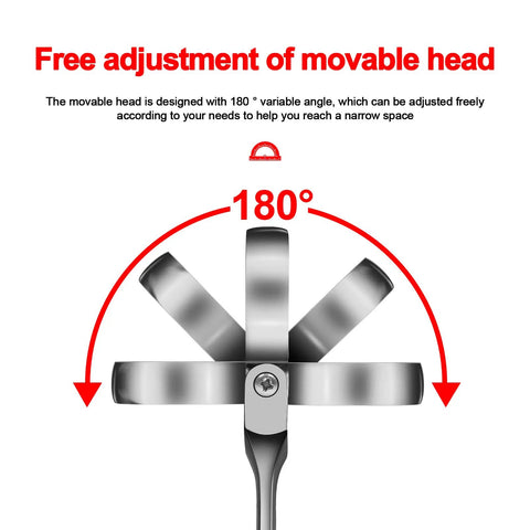 17mm Ratchet Wrench Combo With Matte Anti Rust Finish flexible head showing 180-degree adjustability for tight spaces.