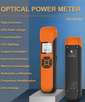 Front and back view of Dope Little Fiber Optic Power Meter And Cable Tester With Nine Calibrated Wavelengths, featuring LED display.