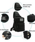 Compact Tactical Travel Sling Bag With Molle System Crossbody Shoulder Pack featuring padded straps and durable 900D nylon.
