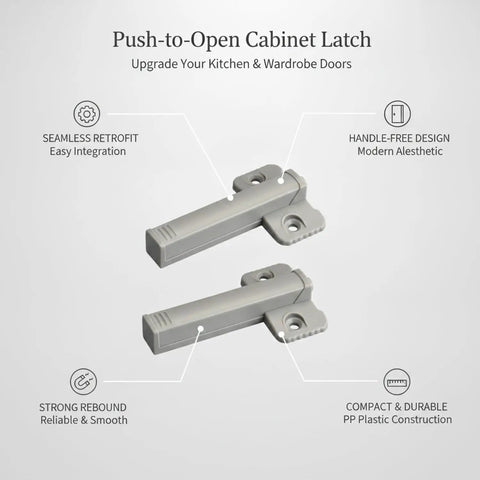 Push To Open Cabinet Latch With Rebound Mechanism For Handle Free Kitchen And Wardrobe Upgrades Durable Polypropylene Plastic Catch