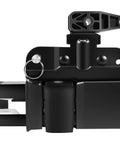 Heavy Duty Square Rail Trolley Assembly For Hassle Free Garage Door Opener Replacement Compatible With Chamberlain Craftsman And LiftMaster Systems side view, black metal construction.
