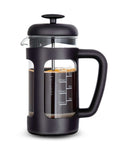 Side view of 12 Oz French Press Coffee And Tea Maker with Borosilicate Glass Carafe and Soft Grip Handle No Fuss Four Level Filtration System