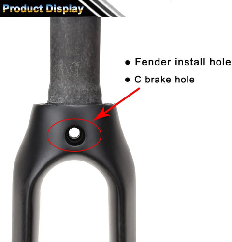 Ultra Light Full Carbon Fiber Road Fork 28.6mm 700C 1-1/8 Straight Threadless With 9mm QR 35mm Offset C Type Clamp Brake 3K T800 Blades showing fender and brake holes