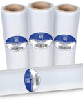 Four Pack 18 Inch Heavy Duty Stretch Wrap For Moving Day 1200 Feet Per Roll Clear Self Adhesive Packing Film stacked rolls.