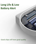 Close-up of Leak Detector Alarm Kit 3 Pack for Home Flood Monitoring battery compartment showcasing its circuit board.