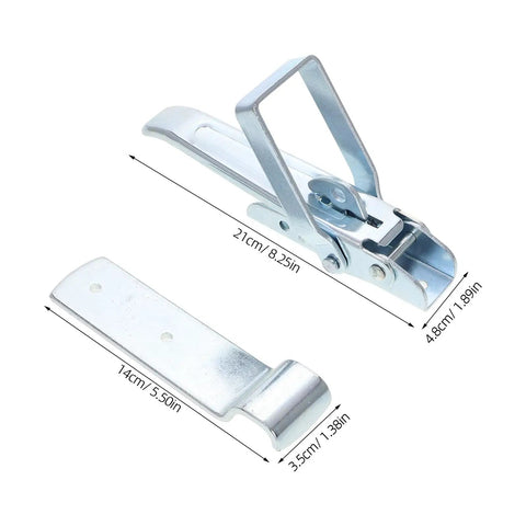 Heavy Duty Over Center Toggle Latch Kit For RV Doors And Caravans, Rust Resistant Metal Gate Latch with dimensions shown