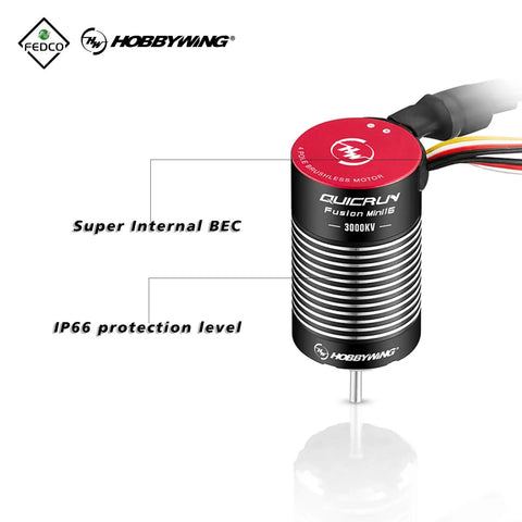 Motor Transmission With Hobbywing QuicRun Fusion Mini16 3000KV Brushless Motor And ESC 2in1 FOC System for Axial UTB18