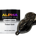 Pro Grade Tinted Copper Metallic Acrylic Urethane Basecoat Paint Gallon 128 Oz Ready To Spray Formula shown with a paint sample.