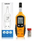 Beast All In One Digital Psychrometer Thermometer And Humidity Meter with backlight, dew point, wet bulb; yellow display with 9V battery.