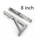 Heavy Duty Stainless Steel Triangle Bracket Set 2 Pack with 136kg Load Capacity, foldable support for shelves, 8 inch.