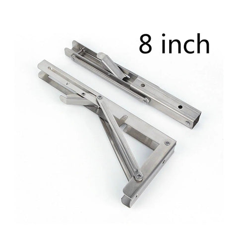 Heavy Duty Stainless Steel Triangle Bracket Set 2 Pack with 136kg Load Capacity, foldable support for shelves, 8 inch.