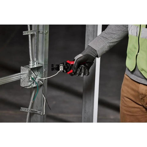 Person using Automatic Wire Stripper Cutter For Quick One-Handed Insulation Removal Up To 1 Inch in electrical setup