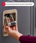 Person sets combination on padlock for gym lockers, Set Your Own Combination Locker Padlock for Gym Lockers and Indoor Valuables, Customizable Dial Code