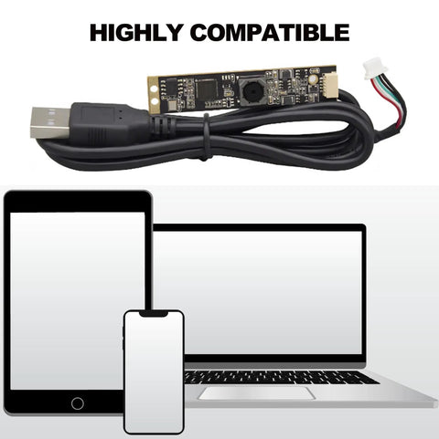 8MP USB Camera Module With IMX179 Fixed Focus 4K Lightburn Webcam Built In Microphone displayed with cable and compatible devices