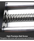 Close-up of high precision flangeless ballscrew, 0.05mm accuracy for Hella Smooth Linear Bearing And Electric Linear Rail Guide Ballscrew Slide Stage Precision Cross Slide Aluminum Alloy Manual Sliding Table For Cnc Diy Z Axis Setup, Straight Fire Accuracy, Built Different, 300Mm Without Motor.