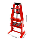 Heavy Hitter 6 Ton Hydraulic Shop Press Benchtop A Frame garage workhorse with adjustable height and press plates view from the front.