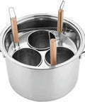 Stainless Steel Pasta Pot Set With 3, 4, And 5 Hole Noodle Boiler, Strainer Basket, Stock Pot And Steamer Lid, Dishwasher Safe, Induction Ready