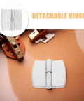 Self Closing Stainless Steel Door Hinges With Detachable Spring Design for public restrooms, shown on a brown surface.