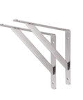 Heavy Duty 12-Inch Stainless Steel Shelf Bracket Set With 440 Lb Max Load, Brushed Finish, No Paint Premium Grade Steel, angled view