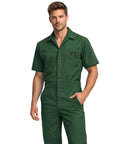 Men's Short Sleeve Zip Up Coveralls Built Different For The Daily Grind Heavy Duty Cotton Poly Blend Work Jumpsuit in green