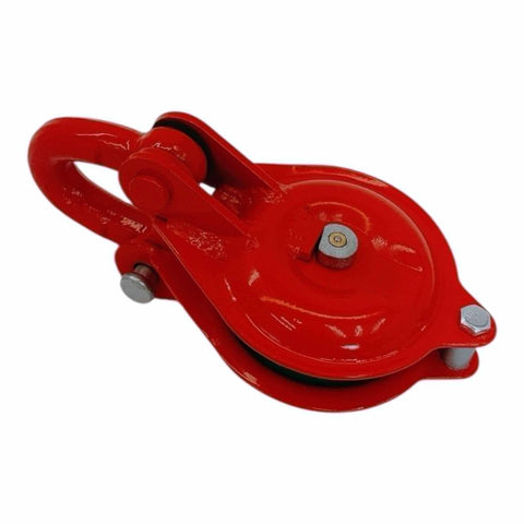 Half-Ton Heavy Duty Single Sheave Yarding Block With Shackle Pulley For Cable And Wire Rope, 1000 Lbs WLL, Red