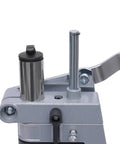 Close-up of Beefy Sturdy Drill Press Adapter Stand For Floor Or Table Use Universal Bench Clamp Aluminum Base component.