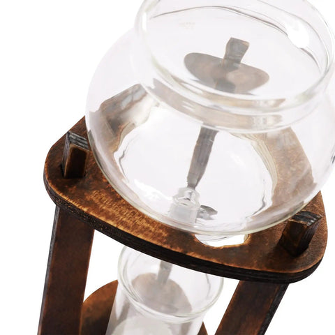 Slick Portable Cold Brew Coffee Maker Tower Featuring Adjusted Drip Speed And Generous 600 ML Size crafted from glass and wood.
