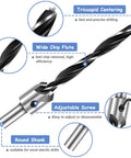 Angled view of 7-piece HSS countersink drill bit set (3–10 mm) with round shank for woodworking chamfering