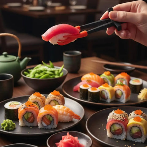 Chopstick Finger Grips For Clean Hands No Mess Gaming Office Accessory Black And Orange Boost Reaction Time Hand Eye Coordination For Gamers And Busy Pros, Precision Micro Movements For Faster Clicks And More Wins holding sushi