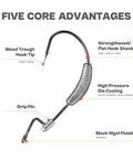 Detailed view of a Weighted Swimbait Hook With Molded Bait Keeper Weedless EWG, highlighting features like hook tip and grip pin.