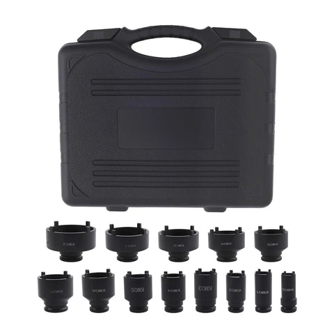13 Piece Spindle Nut Socket Set For KM Groove Nuts Lock Nut Removal And Installation On Ball Joints And Axles For GM Dodge Ford GMC