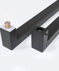Black Stainless Steel 72 Inch Flat Bar Door Pull Dope Modern Square Rectangle Handle for interior exterior doors close-up