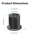 Diagram of Self Lubricating POM Flanged Sleeve Bearings 12mm ID 14mm OD 15mm Length 4 Pc Pack Black Oilless Bushings