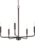 Modern 22 Inch 5 Light Candle Style Chandelier in Oil Rubbed Bronze Finish with Open Frame Design Ideal for Entryway or Dining Room