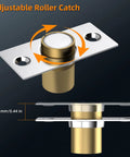 Adjustable roller catch of Magnetic Closet Door Catch 2 Pack, silver finish, showing 11.2 mm height with hidden roller