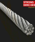 Close-up of Heavy Duty Half Inch By 75 Foot Winch Cable Rope For Wrecker Tow Trucks With Steel Core and G80 Hook Built Tough, IWRC design